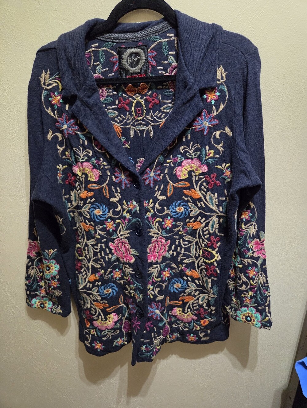 Johnny Was Biya Embroidered Cardigan Size Large